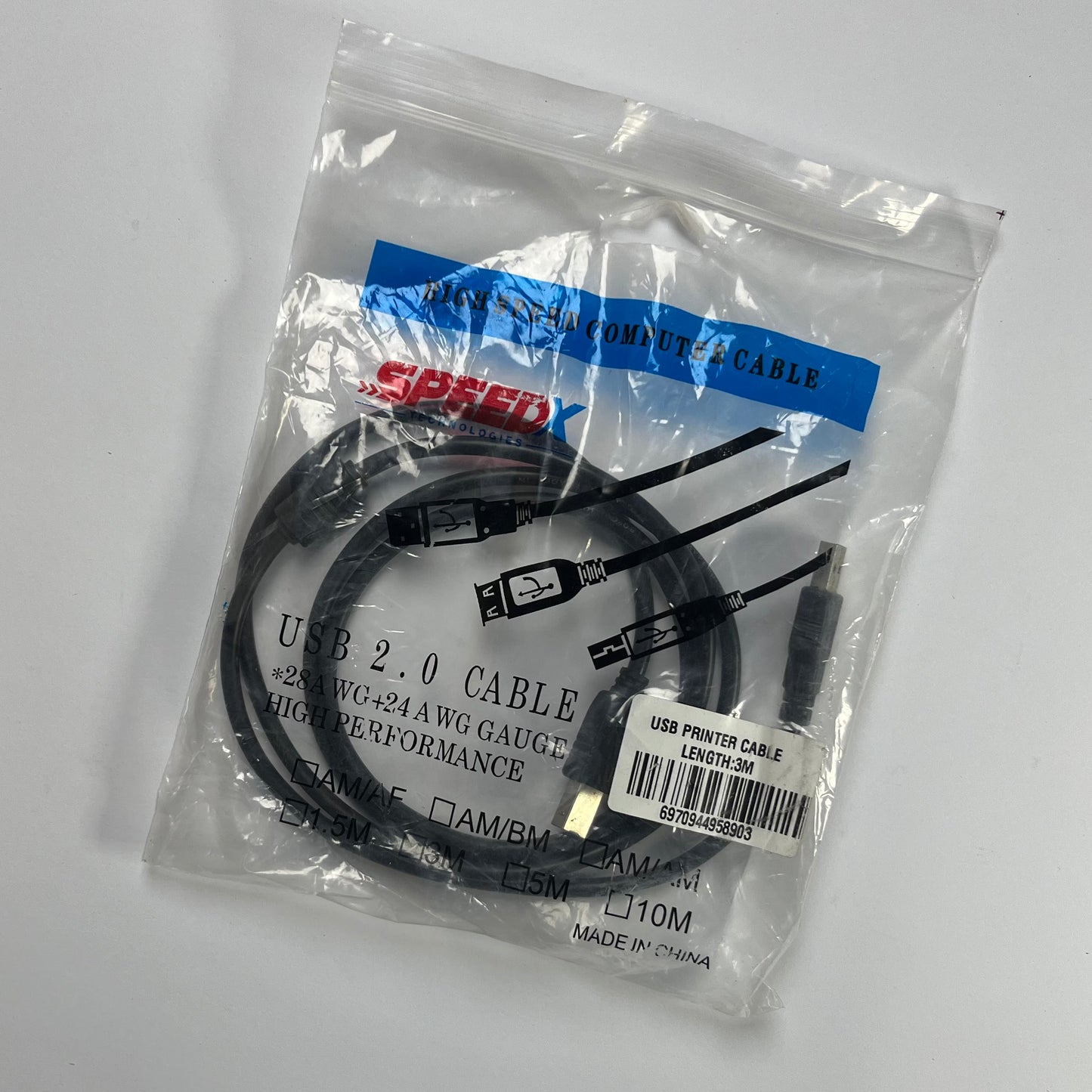 USB 2.0 Printer Cable 3M | USB A to USB B High-Speed Printer Scanner Cable