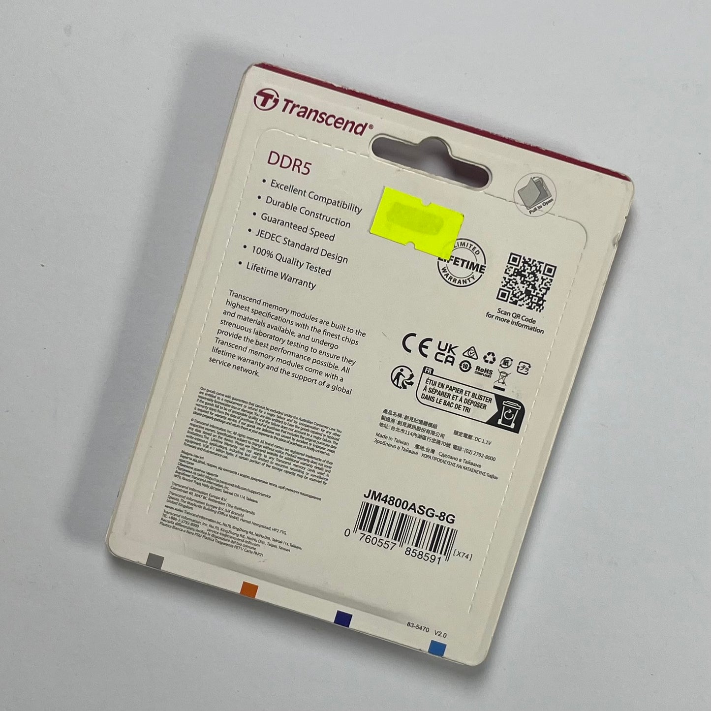 Transcend 8GB DDR5 4800MHz Laptop RAM | SO-DIMM Memory Module | High-Speed Performance Upgrade