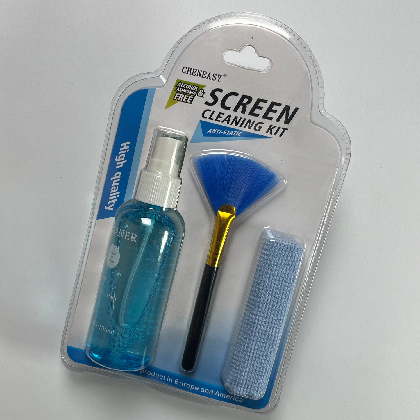 Cheneasy 3-in-1 Cleaning Kit | Screen Cleaner Spray + Microfiber Cloth + Soft Brush | Laptop, Mobile & Gadget Cleaning Set