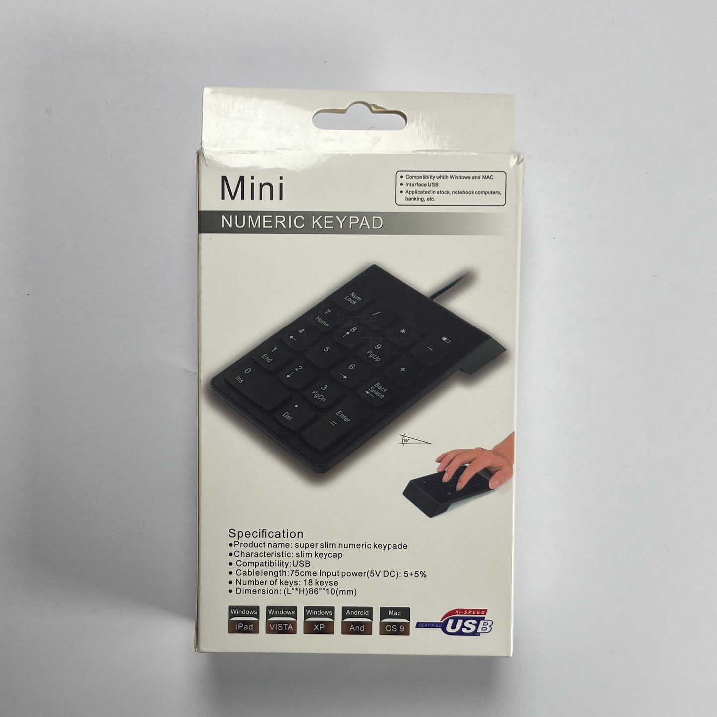 USB Wired Numeric Keypad Numpad | 19-Key Compact External Number Pad | Plug & Play for Laptop & PC