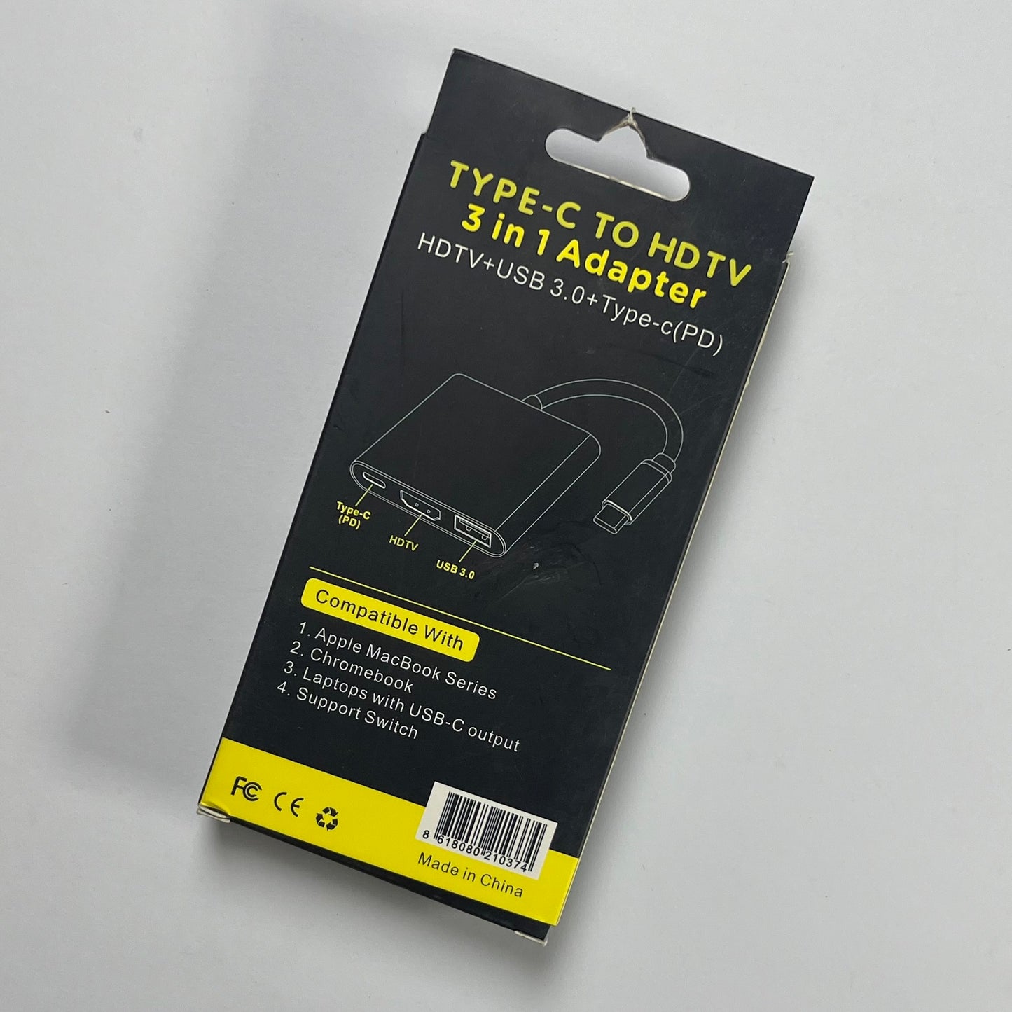 USB Type-C to HDMI 3-in-1 Adapter | Type-C to HDTV Converter | HDMI + USB + PD Charging Hub