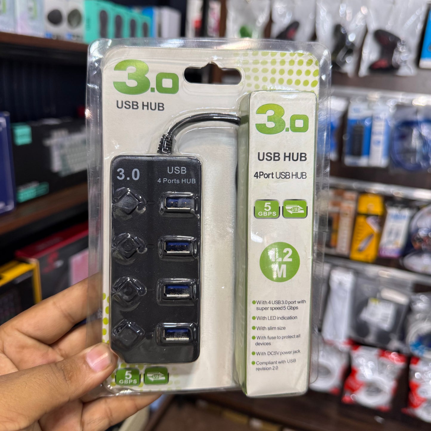 1.2m USB Hub Green